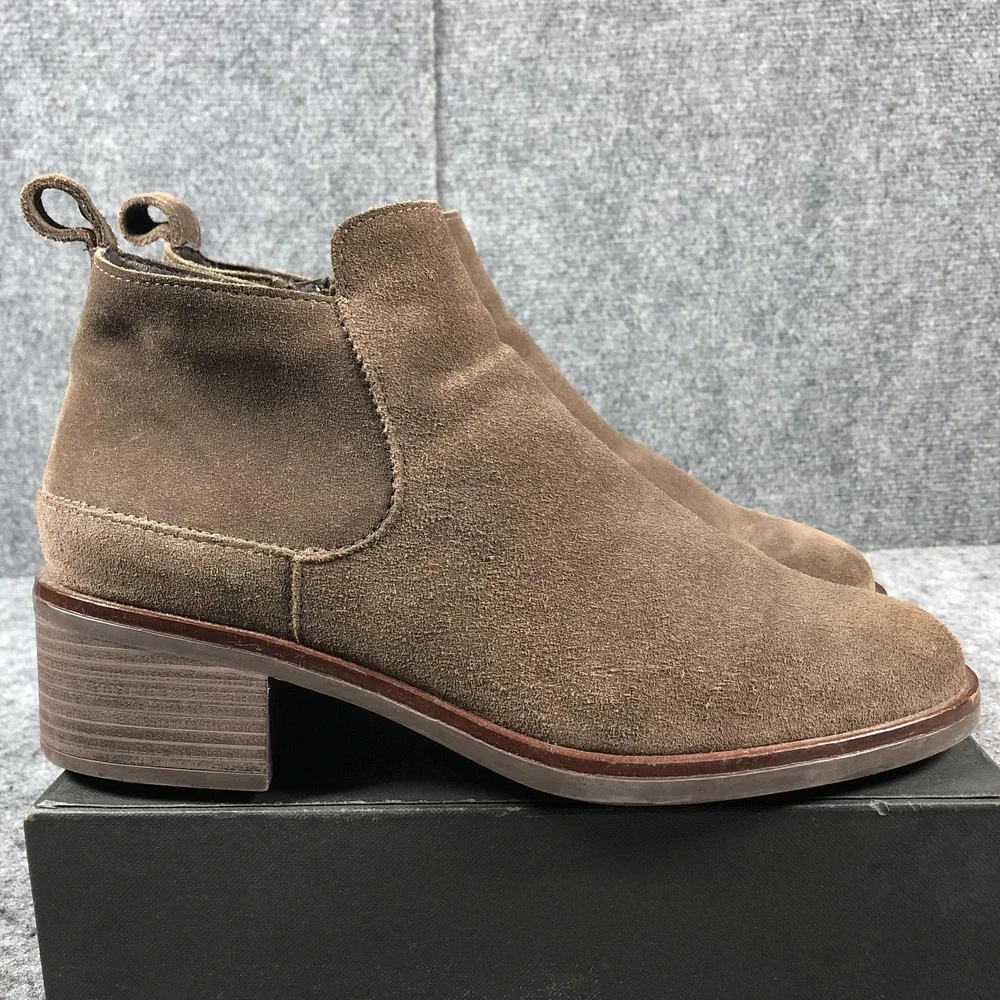 Clarks Ankle Boots Women's Size 9.5 M Suede Leather Side‎ Zip Block Heel Booties